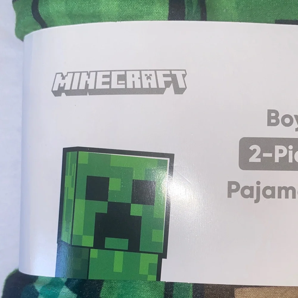 Minecraft Boys Creeper Pajama Set - Green and Blue